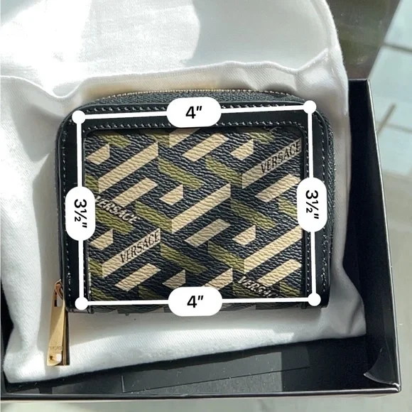 NEW VERSACE Le Greca Modular Signature Coated Canvas Wallet - Picture 7 of 12